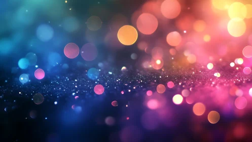Gentle rainbow bokeh lights drifting across a dreamy glow.