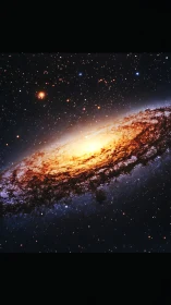 Edge-on spiral galaxy glows with dense dusty core illumination