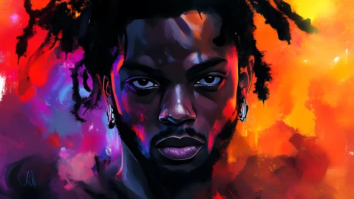 Electric portrait in blazing color and quiet confidence.