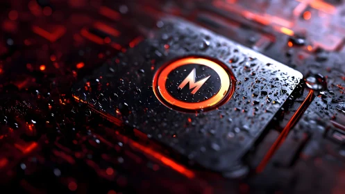 Futuristic Monero Chip in Dark Cyberpunk Style with Neon Glow.