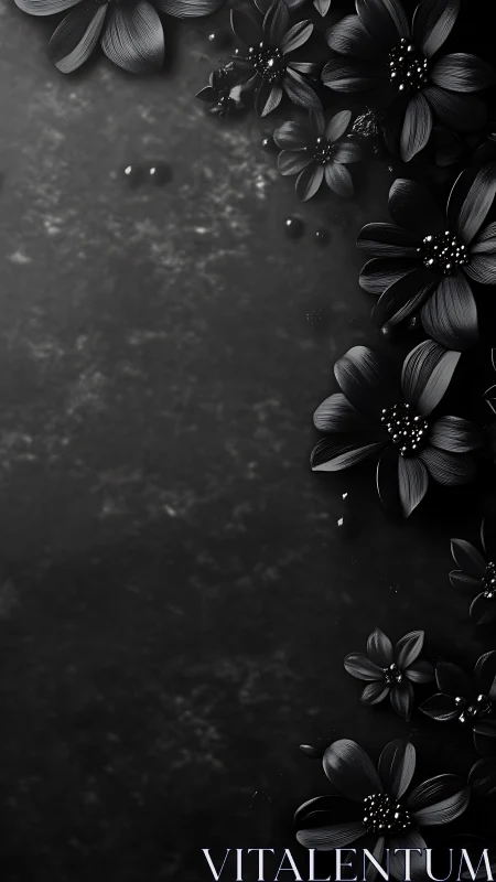 Delicate Flowers Frame a Moody Black and White Scene