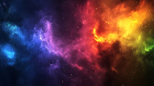 Radiant rainbow nebula glows across a deep cosmic void