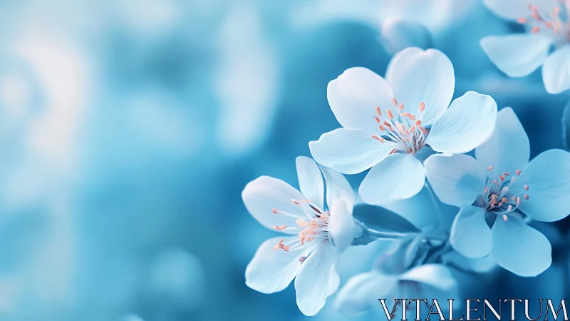 Whispered Petals: A Blue Spring Reverie.