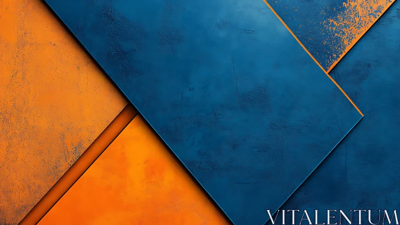 Layered blue and orange textured geometric abstract background.