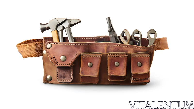 Leather Tool Belt with Hand Tools and Utility Storage Fixtures