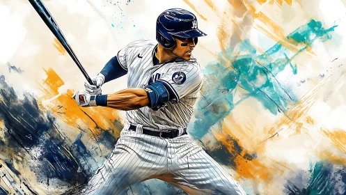 Baseball slugger ready to swing in dynamic digital art.