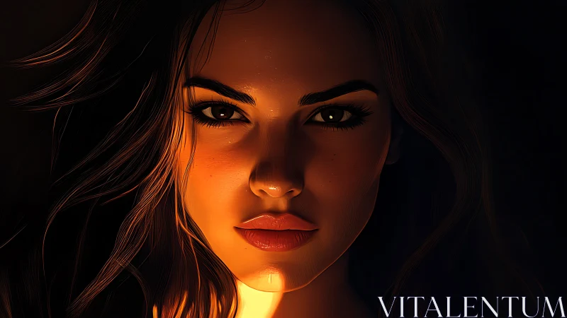 Soft firelight on a thoughtful, determined young face.