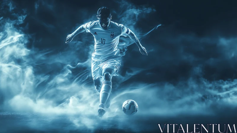 Ghostlight striker racing through swirling midnight smoke.