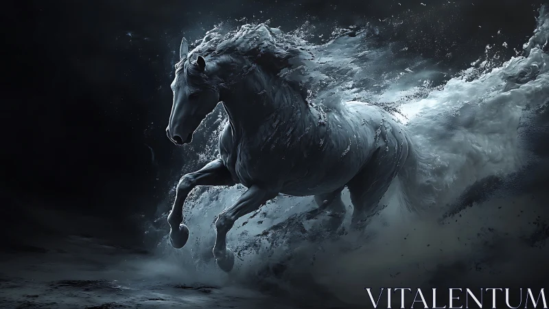 Liquid thunder gallops free as a storm-forged water horse