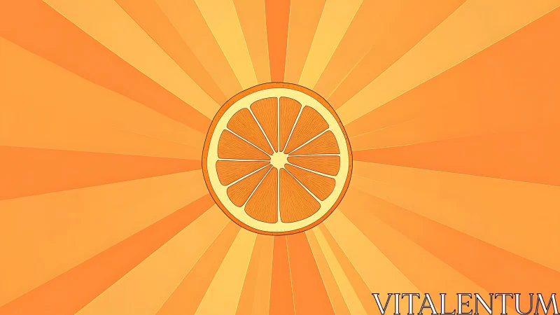 Radial vector orange slice forms sun-like central focal geometry
