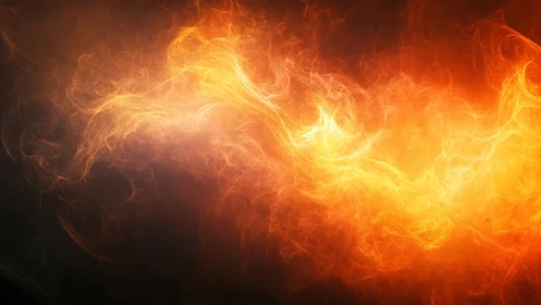 Dynamic flames dance through dark space in glowing abstract motion