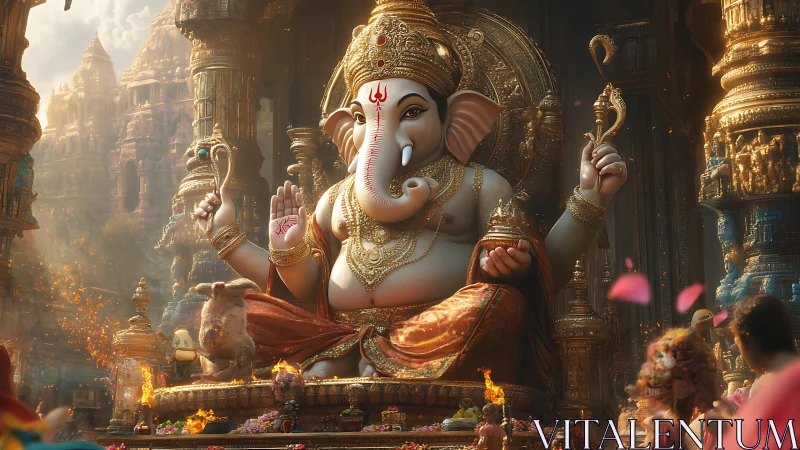 Golden Ganesha breathes light into a festival of sparks