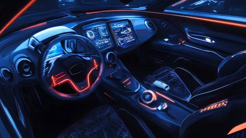 Neon cockpit of a midnight cruiser wired for silent speed.
