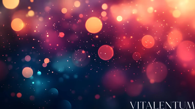 Abstract bokeh lights in warm and cool tones, digital art style.
