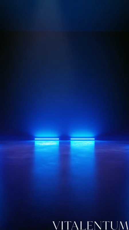 Neon blue horizon in minimal futuristic light stage design.
