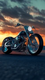 Sunset highway chopper glowing warmly against bold skies.