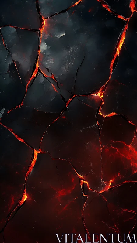 Molten Lava Fracture Network with Incandescent Cracks