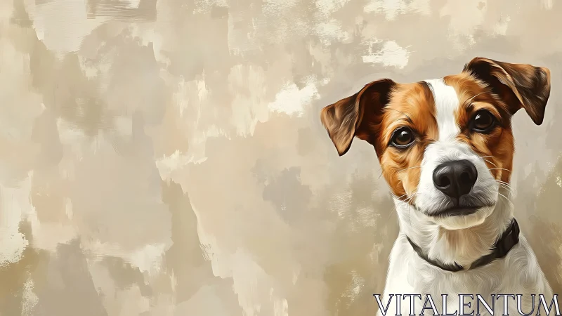 Jack Russell terrier digital portrait on beige abstract background.