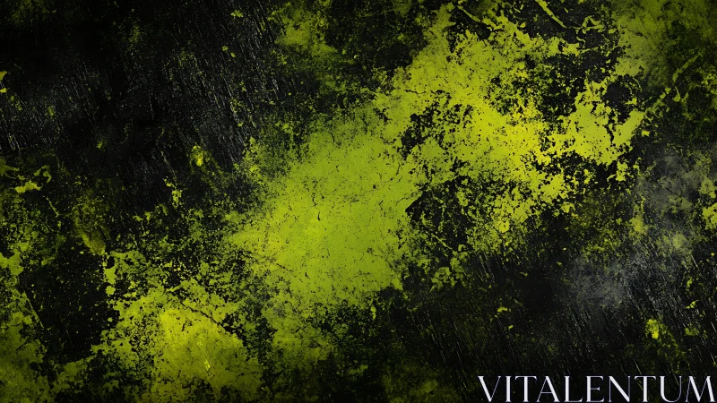 Neon moss galaxies collide across a scratched void of black