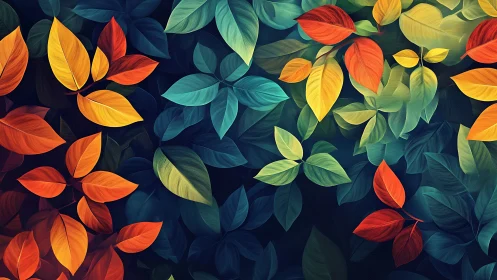 Layered multicolor foliage forms overlapping leaf arrangement