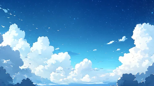 Sky cathedral of drifting clouds under sapphire daydreams.