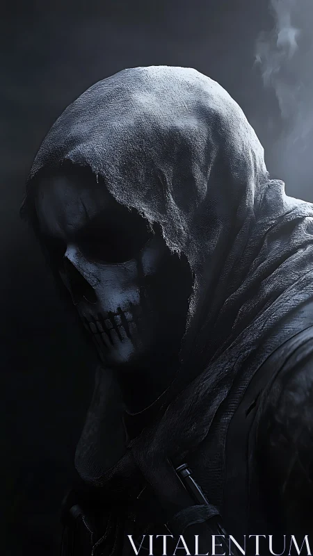 Tactical grim reaper silhouette in low key volumetric light.
