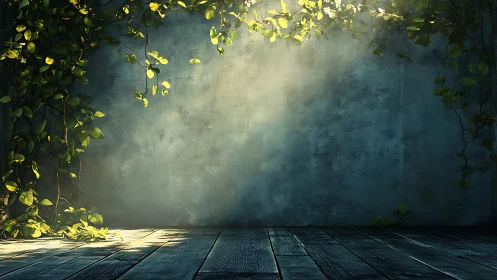 Sunlit ivy stage where quiet walls rehearse daylight dreams.