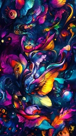 Iridescent cosmic flora swirling through nebular gradients.