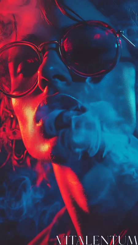 Neon soaked portrait captures cool attitude in bold smoke and light