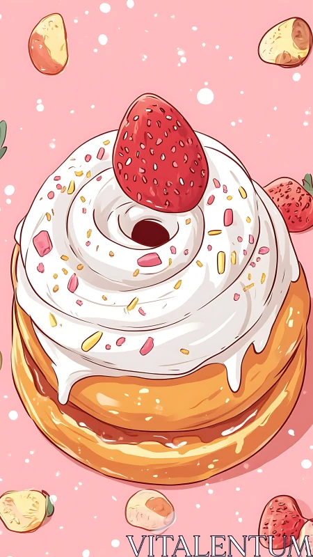 Strawberry crown twirls atop a dreamy whipped swirl tower