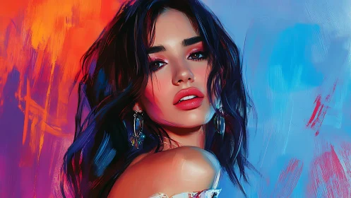 High-saturation digital portrait with textured brushstroke lighting