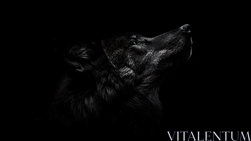 Midnight wolf listens for distant stars beyond the dark