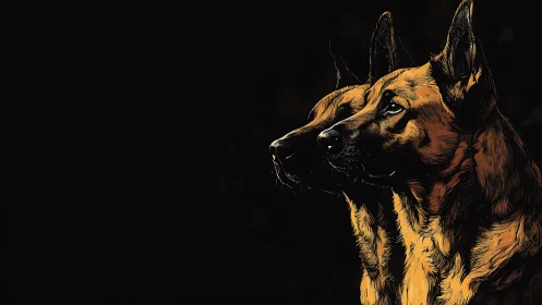 Twin shepherd profiles in dramatic low key portraiture.