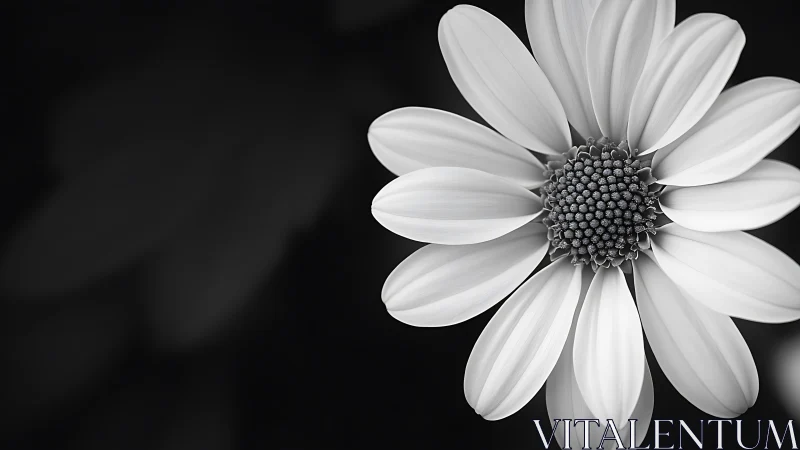 Monochrome Daisy Composition with Textured Center Detail.