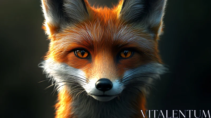 Fox portrait shows symmetrical, highly detailed fur rendering