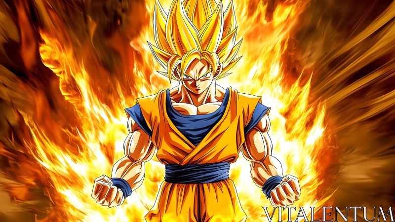 Blazing warrior powers up within a roaring golden aura