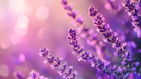 Lavender Inflorescences with Shallow Depth of Field and Bokeh Background