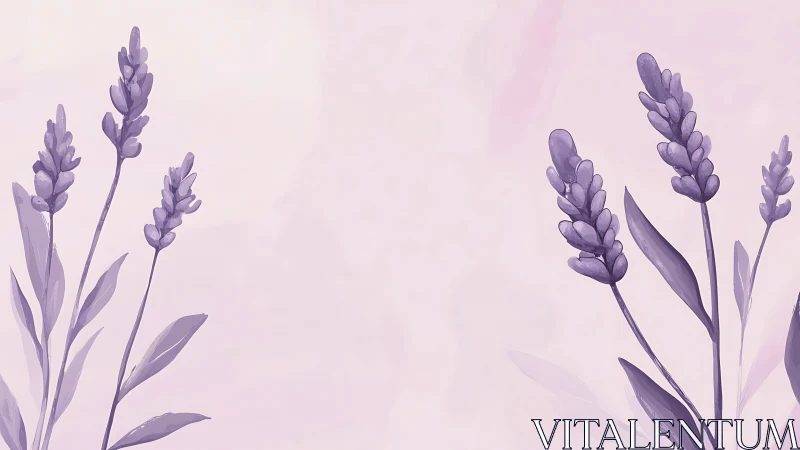 Lavender stems rise softly against a pale blush backdrop