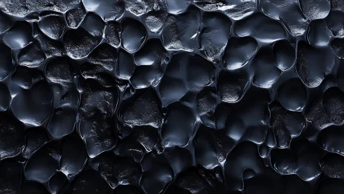 Abstract close-up of glossy black organic texture, modern style.
