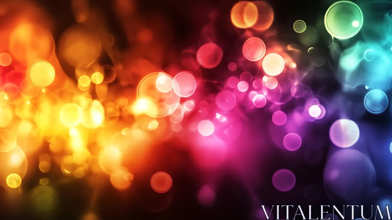 Vibrant multicolor bokeh lights on dark abstract background.