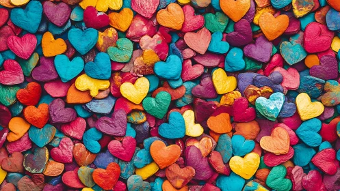 Vibrant Heart-Shaped Forms in Saturated Color Composition.
