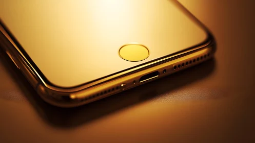 Luxurious gold smartphone close-up with sleek modern design.