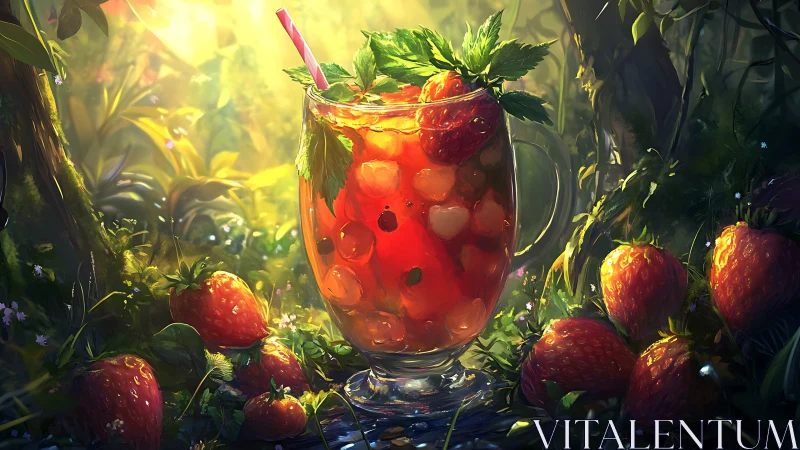 Crimson Berry Punch with Mint Garnish.