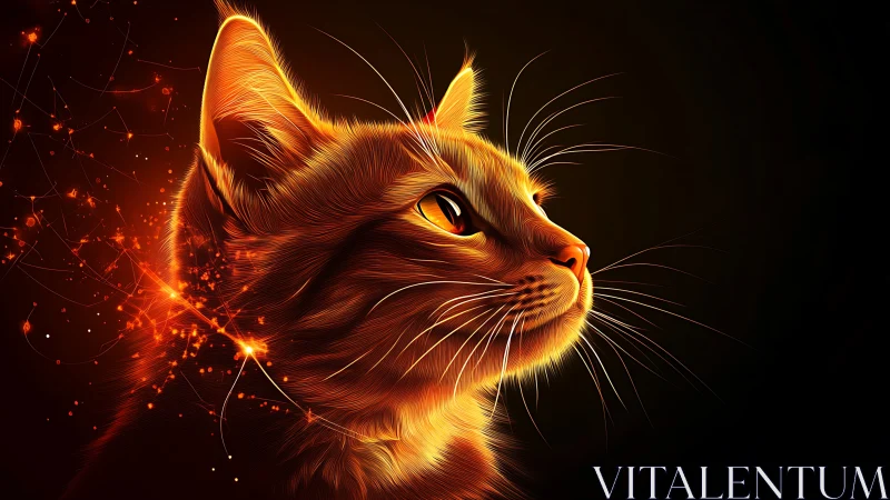 Luminous Feline Portrait with Glowing Energy