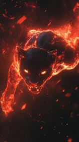 Luminous panther form rendered in molten ember contours.
