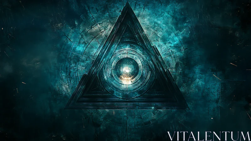 Triangular metallic aperture encloses luminous concentric core sphere