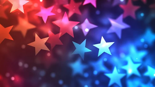 Glowing bokeh stars drifting across vivid neon gradient.