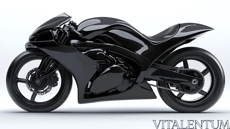 Streamlined black superbike render emphasizes monocoque fairing form