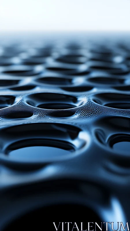Fluid metal surface ripples under cool blue studio light