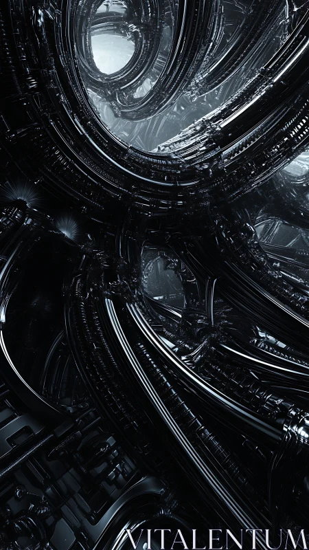 Chromed fractal tunnels sculpt intricate cybernetic labyrinth.